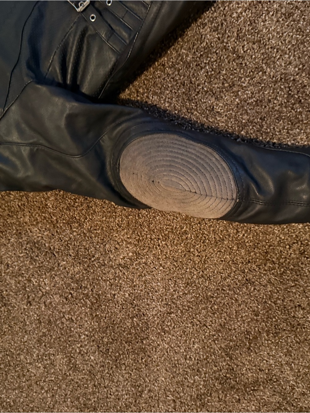 ICON Black Leather Jacket with Gray Elbow Patches - Picture 3 of 9
